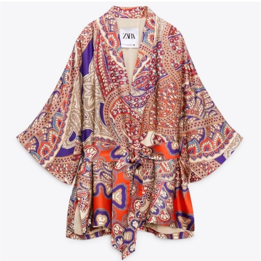 ZARA PRINTED KIMONO SHIRT BLOGGER FAV - Picture 1 of 4